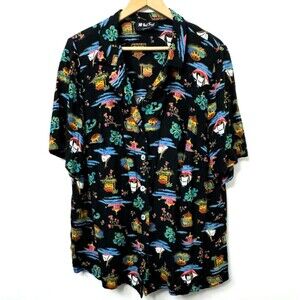 All That Jazz Vintage  Rayon Button Up Shirt Island Sailboat Palm West Indies 12